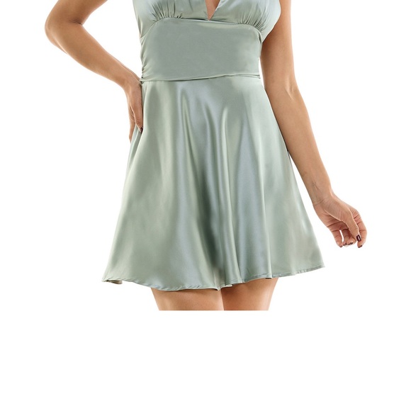 Elegant Satin Green Dress - Picture 1 of 4